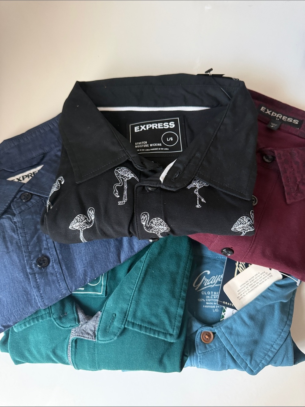 Bundle of 5 Men’s Express and Grayers collared/polo shirts